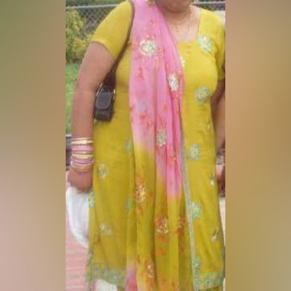 Vibrant Yellow and Pink Floral Dress